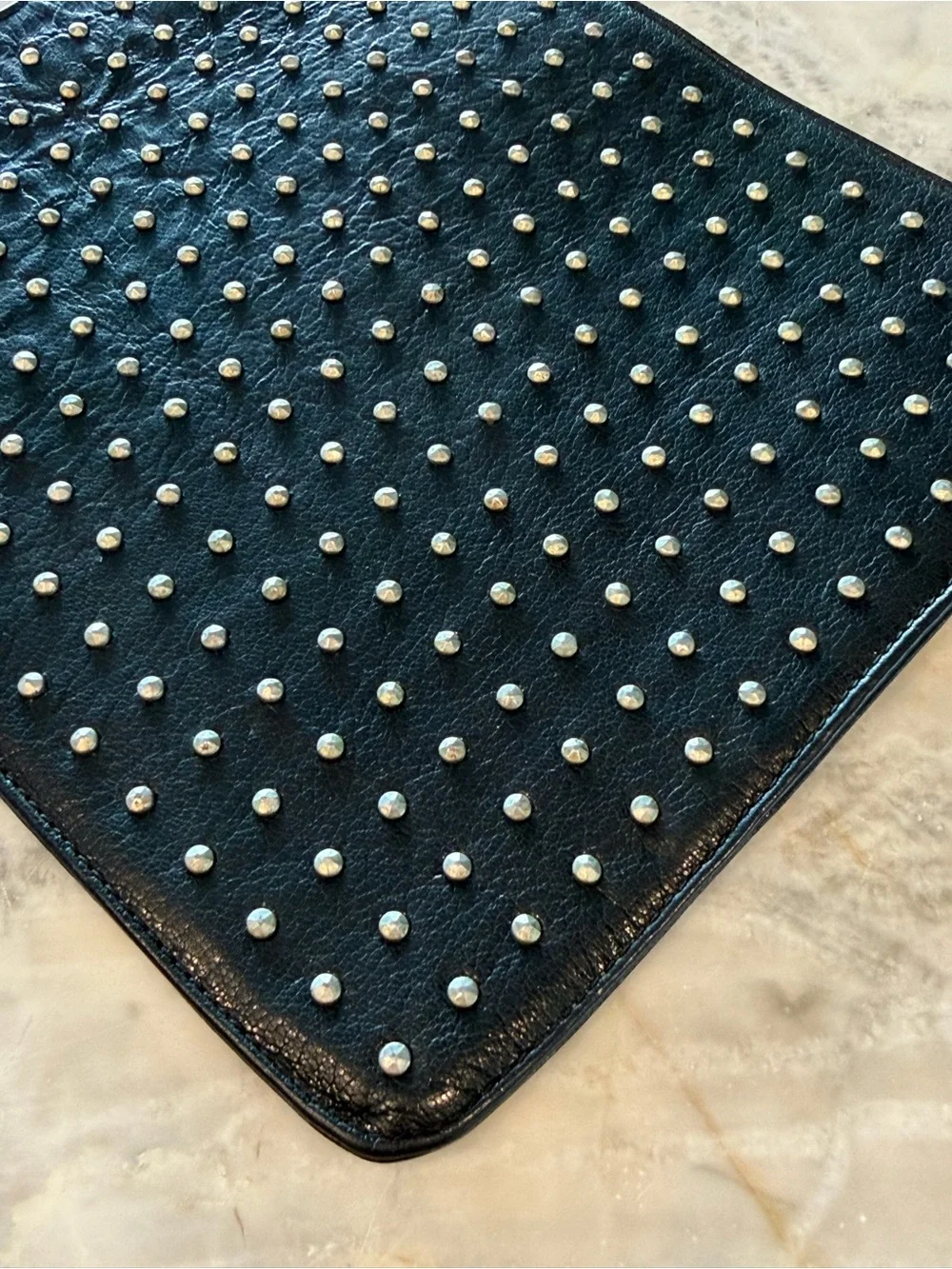 ABAS Black Studded genuine Leather iPad tablet case sleeve